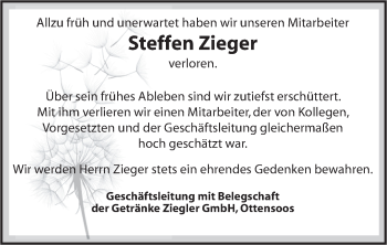Traueranzeige von Steffen Zieger von Hersbrucker Zeitung