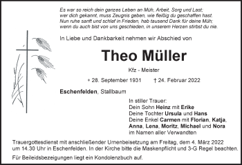 Traueranzeige von Theo Müller von Hersbrucker Zeitung