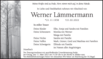 Traueranzeige von Werner Lämmermann von Hersbrucker Zeitung