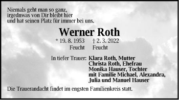 Traueranzeige von Werner Roth von Der Bote