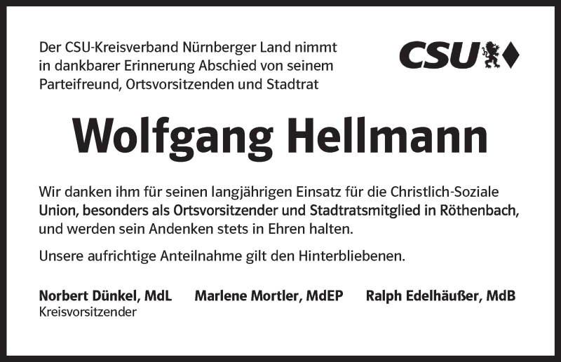  Traueranzeige für Wolfgang Hellmann vom 26.03.2022 aus Pegnitz-Zeitung