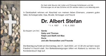 Traueranzeige von Albert Stefan von Der Bote