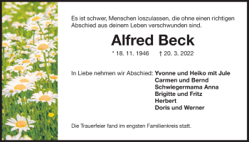 Traueranzeige von Alfred Beck von Der Bote