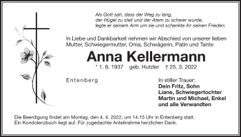 Traueranzeige von Anna Kellermann von Der Bote