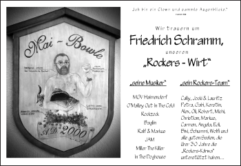 Traueranzeige von Friedrich Schramm von Pegnitz-Zeitung