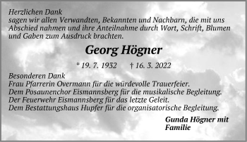 Traueranzeige von Georg Högner von Der Bote