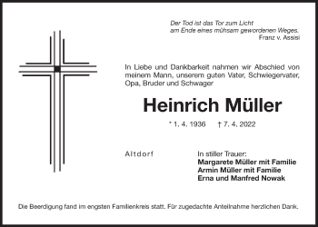 Traueranzeige von Heinrich Müller von Der Bote