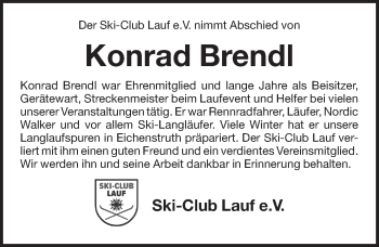 Traueranzeige von Konrad Brendl von Pegnitz-Zeitung