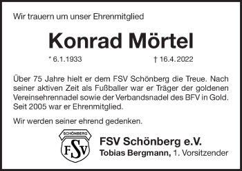 Traueranzeige von Konrad Mörtel von Pegnitz-Zeitung