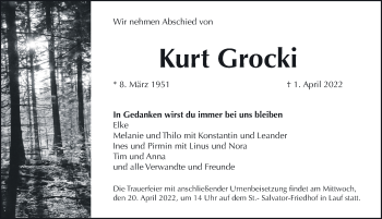 Traueranzeige von Kurt Grocki von Hersbrucker Zeitung