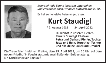 Traueranzeige von Kurt Staudigl von Der Bote