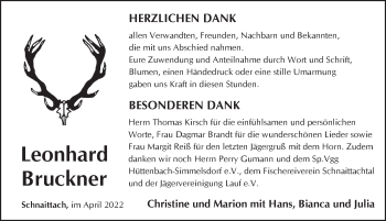 Traueranzeige von Leonhard Bruckner von Pegnitz-Zeitung