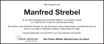 Traueranzeige von Manfred Strebel von Pegnitz-Zeitung