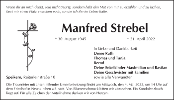 Traueranzeige von Manfred Strebet von Pegnitz-Zeitung