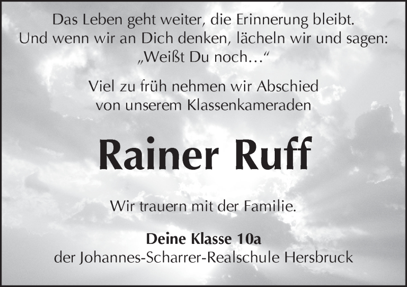  Traueranzeige für Rainer Ruff vom 23.04.2022 aus Hersbrucker Zeitung