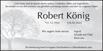 Traueranzeige von Robert König von Hersbrucker Zeitung
