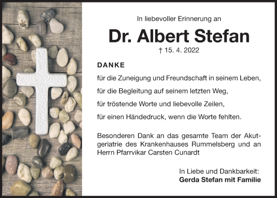 Traueranzeige von Albert Stefan von Der Bote