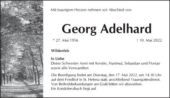 Traueranzeige von Georg Adelhard von Pegnitz-Zeitung