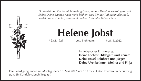 Traueranzeige von Helene Jobst von Pegnitz-Zeitung