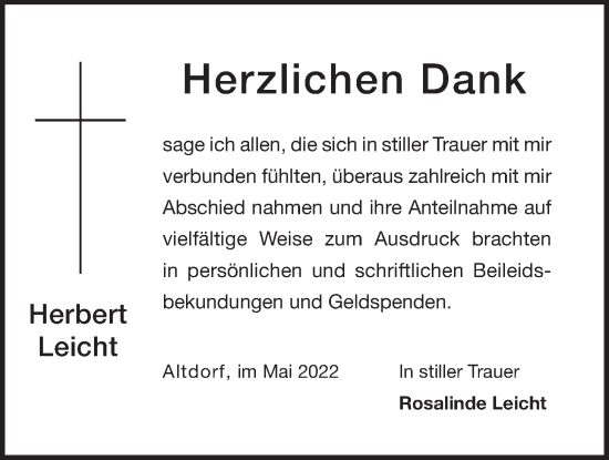 Traueranzeige von Herbert Leicht von Der Bote