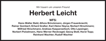 Traueranzeige von Herbert Leicht von Der Bote