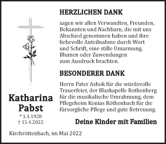 Traueranzeige von Katharina Pabst von Pegnitz-Zeitung