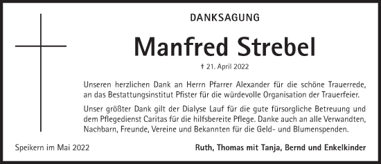 Traueranzeige von Manfred Strebet von Pegnitz-Zeitung