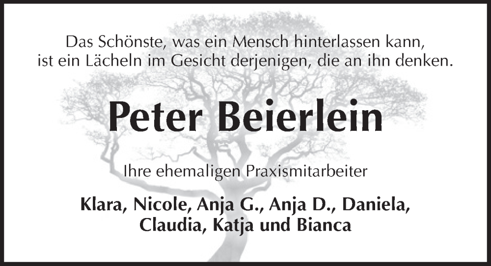  Traueranzeige für Peter Beierlein vom 14.05.2022 aus Pegnitz-Zeitung