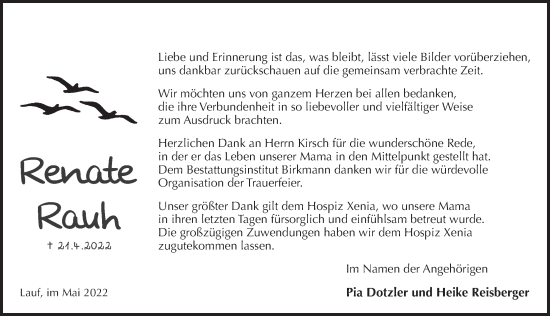 Traueranzeige von Renate Rauh von Pegnitz-Zeitung
