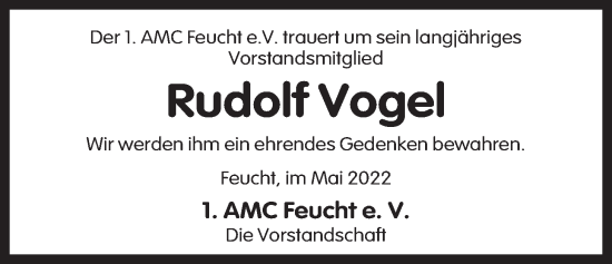 Traueranzeige von Rudolf Vogel von Der Bote
