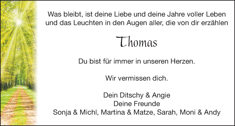  Traueranzeige für Thomas  vom 14.05.2022 aus Pegnitz-Zeitung
