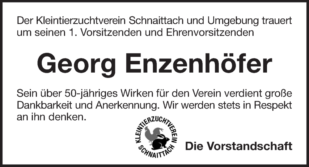  Traueranzeige für Georg Enzenhöfer vom 29.06.2022 aus Pegnitz-Zeitung