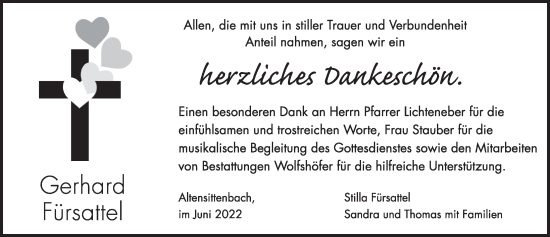 Traueranzeige von Gerhard Fürsattel von Hersbrucker Zeitung
