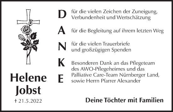 Traueranzeige von Helene Jobst von Pegnitz-Zeitung