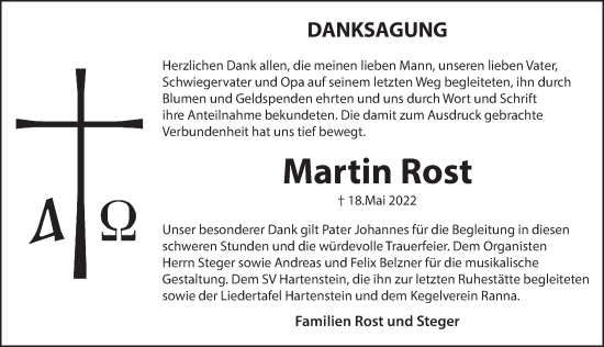 Traueranzeige von Martin Rost von Hersbrucker Zeitung
