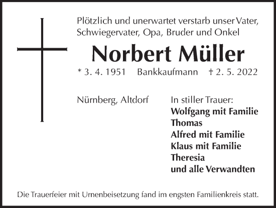 Traueranzeige von Norbert Müller von Der Bote