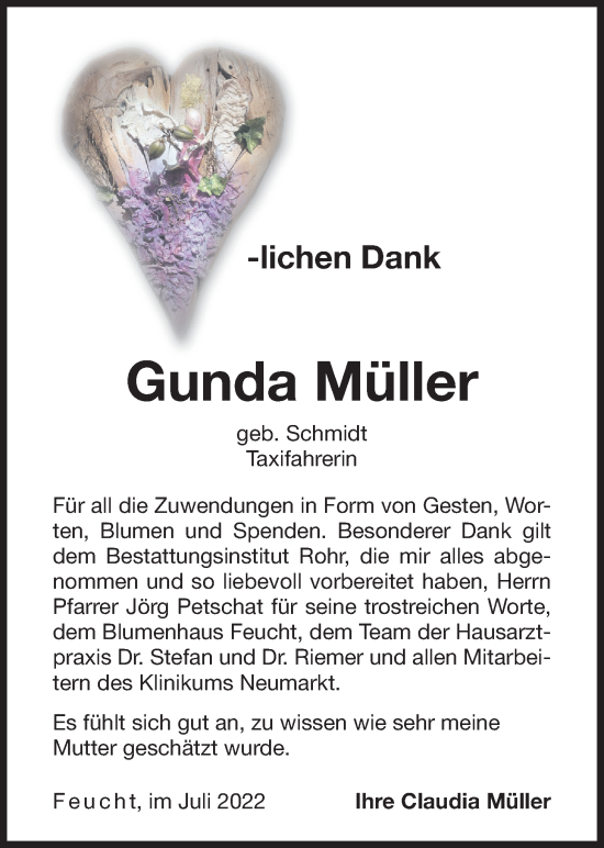 Traueranzeige von Gunda Müller von Der Bote