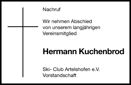 Traueranzeige von Hermann Kuchenbrod von Hersbrucker Zeitung Lokal