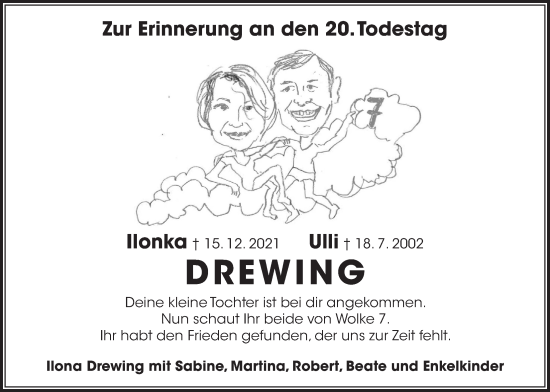 Traueranzeige von Ilonka und Ulli Drewing von Der Bote