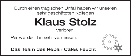 Traueranzeige von Klaus Stolz von Der Bote