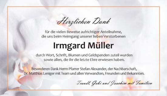 Traueranzeige von Irmgard Müller von Pegnitz-Zeitung
