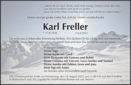 Traueranzeige von Karl Freller von Pegnitz-Zeitung