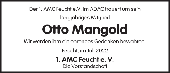 Traueranzeige von Otto Mangold von Der Bote