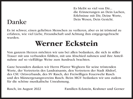 Traueranzeige von Werner Eckstein von Der Bote
