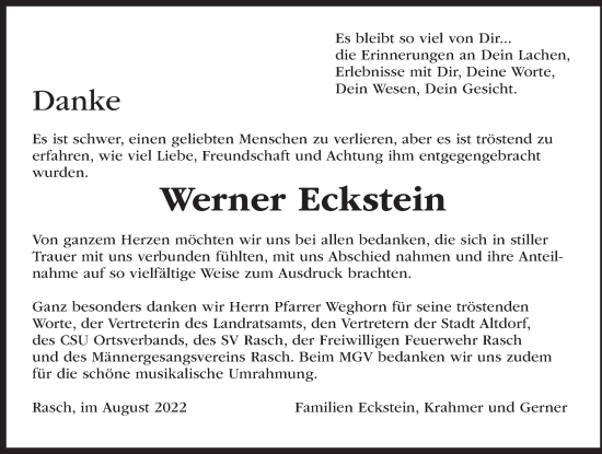 Traueranzeige von Werner Eckstein von Pegnitz-Zeitung