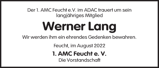 Traueranzeige von Werner Lang von Der Bote