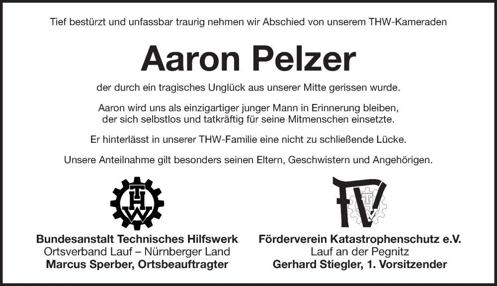  Traueranzeige für Aaron Pelzer vom 24.09.2022 aus Pegnitz-Zeitung