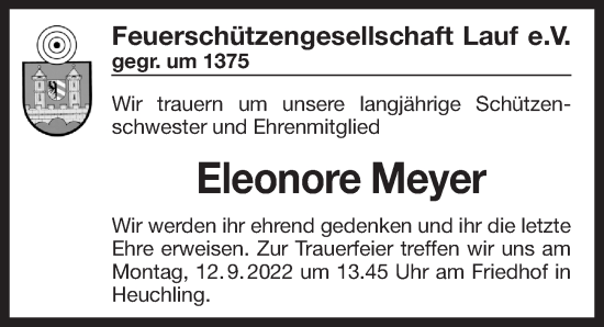 Traueranzeige von Eleonore Meyer von Pegnitz-Zeitung