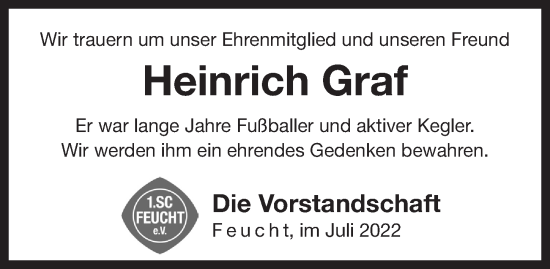 Traueranzeige von Heinrich Graf von Der Bote
