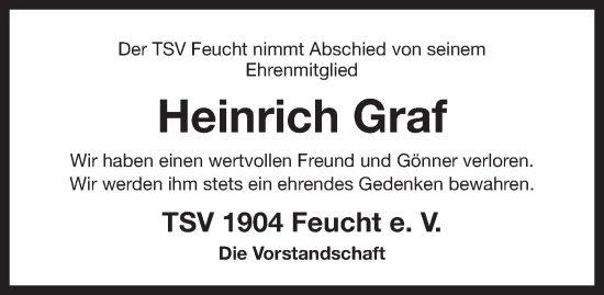 Traueranzeige von Heinrich Graf von Der Bote
